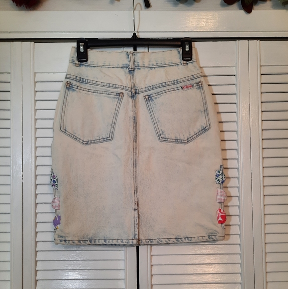 Vintage 1980's acid wash boho 100% cotton jean skirt sz 9/10 *5 - Picture 2 of 6